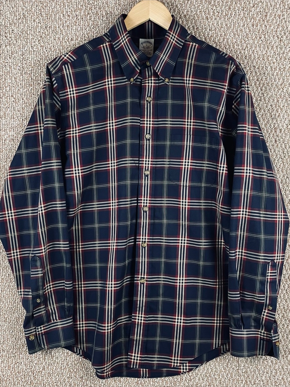 Brooks Brothers Shirt Men’s Large Non-Iron Plaid Supima Cotton Casual Work 138